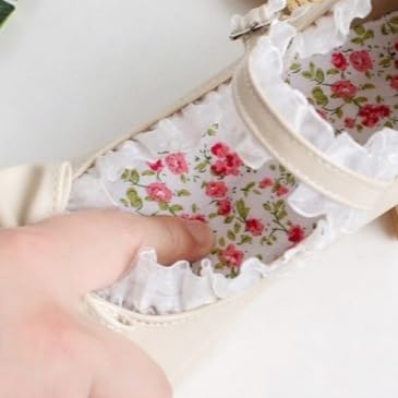 ZQW Cute Mary Jane Heels for Women Round Toe Low Block Heel Platform Bow Lace Plus Size Sweet Lolita Casual Wedding Prom Party Shoes4