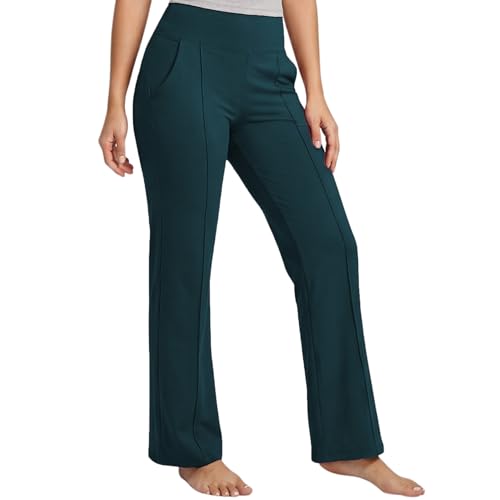 Image of NINQ Women High Waist Flare Pants Lite Regular | Smart Casual Korean Trouser for Office Wear, Gym, Sports, Travel & Daily Styling