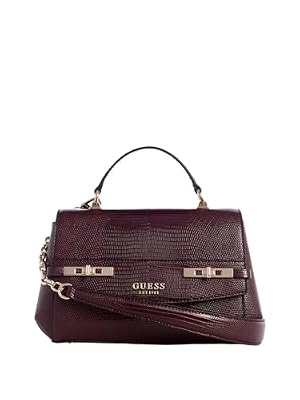 GUESS borsa a tracolla borsetta Melinda Top Handle Flap Bag Burgundy bordeaux