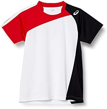 （06:30時点） [アシックス] バレーボールウエア 半袖ゲームシャツ XW1321 キッズ ホワイト/ヴィクトリーレッド 日本 150 (日本サイズ150 相当)