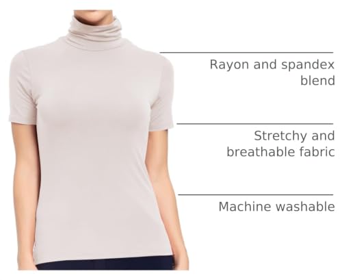 Image of AUHEGN Women's Mock Turtleneck Top Short Sleeve Lightweight Active T-Shirt (S-XXL)