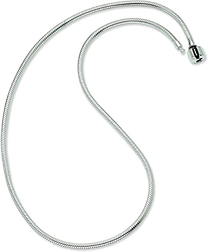 Bolenvi Snake Chain Charm Bead 3Mm Pendant Silver Gold Steel Necklace Fits Pandora & More (Silver) #TOP1