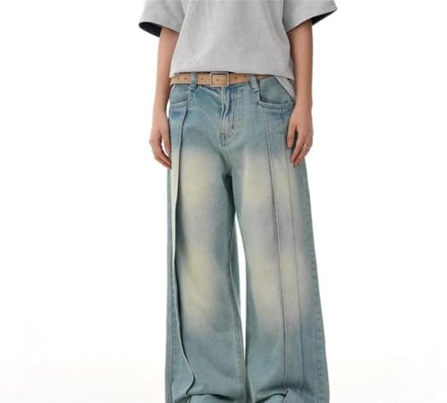 Men Wide Leg Jeans Solid Color Washed Vintage Denim Pants Loose Fit Straight Casual Summer Trousers2