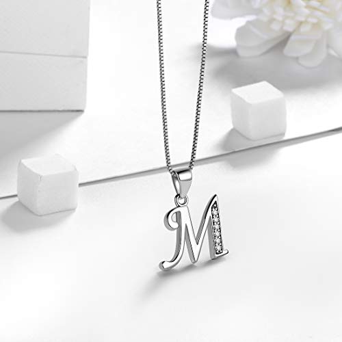 Aurora Tears Letter Necklace Initial 925 Sterling Silver Alphabet Pendant Crystal Name Gift Women Cubic Zirconia Jewelry3