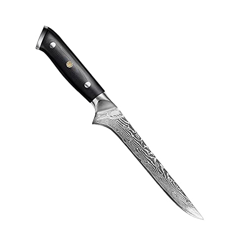 Boning Knife, Kitchen Knife Damascus 67-Layer Steel Professional Butcher Boning Knife Fish Filleting Vegetables Slicing Cleaver Meat Knife BY ZZYY (Color : 1pc, Kitchen Knife Size : 6 inch)