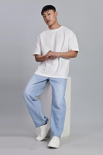 Image of FYLTR Men's Casual Textured Round Neck T-Shirt - Oversize Fit | Stretch Cotton Fabric | Half Sleeves | Soft & Stretchable | Oversized T-Shirts for Men | Loose Fit T-Shirts for Men