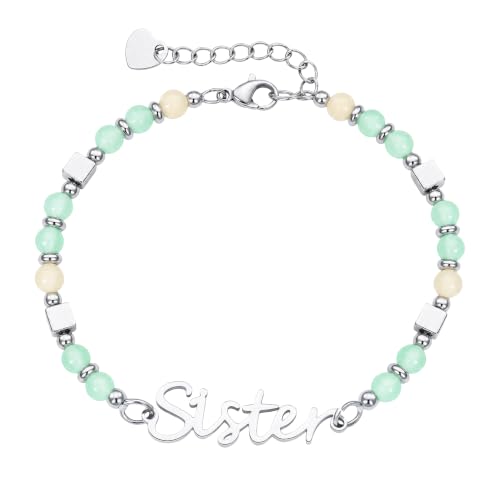 Cadeaux d'anniversaire pour femme bracelet de perles fines 4 mm et pendentif maman unique