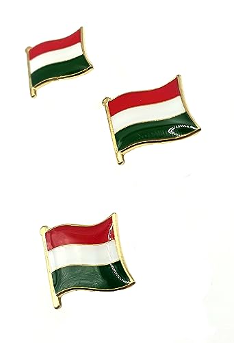 Lot de 3 pin's en métal émaillé avec drapeau de la Hongrie, Métal