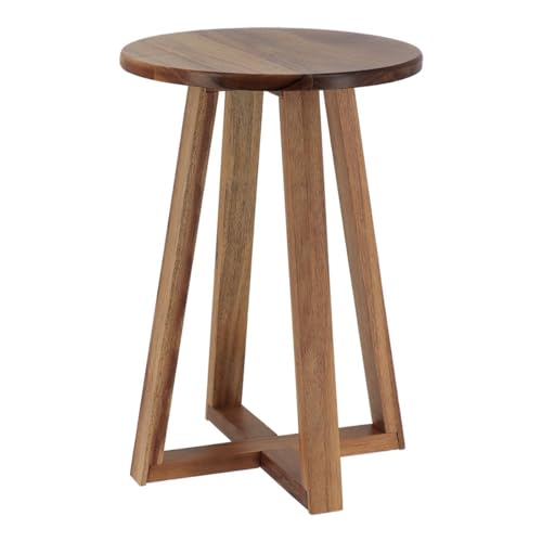 Tendance - Tabouret Pieds et Plateau Acacia - Acacia - Salle de Bain - Petit Mobilier