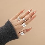Chain Ring Punk Style Opening Personality Creativity Hollow-out Five-pointed Star Butterfly Ring 4-p