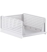 BDZBREN plastic Storage Boxes, Set of 4 Foldable Drawer Boxes, Stackable Wardrobe Organiser, Shel...