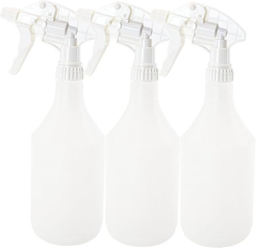 Clay Roberts Water Spray Bottles, Mist and Jet Settings, Pack of 3, White, 750ml, Measuring Gauge, White Spray Bottles, Cleaning, Gardening, Sprayer Bottle, Water for Cleaning