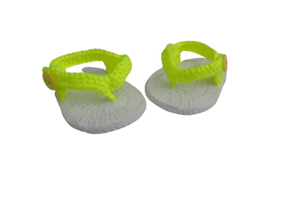 Crochet Baby Flip Flops, Baby Yellow Neon Sandals, Summer Baby Sandals Sea Outfit Tanga Shoes (3-6 months)4