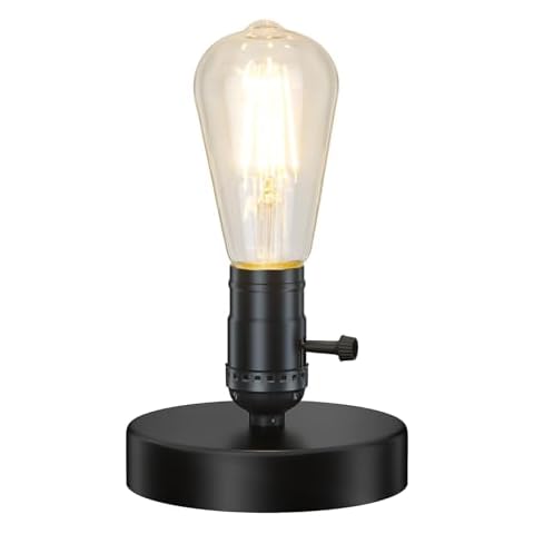 Licperron Vintage Lamps Table Lamp Base E26 E27 Industrial Small Desk Lamp with Plug in Cord On/Off Switch Bedside Lamp Holder for Home Lighting Decor, Small Lamp Cover