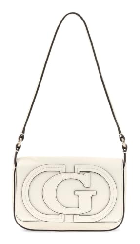 Sac à épaule GUESS Ruby en blanc crème écru pour femme avec rabat élégant