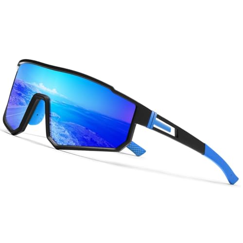Image of MAXO POLARIZED Sports Sunglasses for Cricket Cycling Riding Biking Night Driving - Lightweight UV400 Protected Anti Glare Branded Goggles for Men - Stylish Mirrored Performance Shades