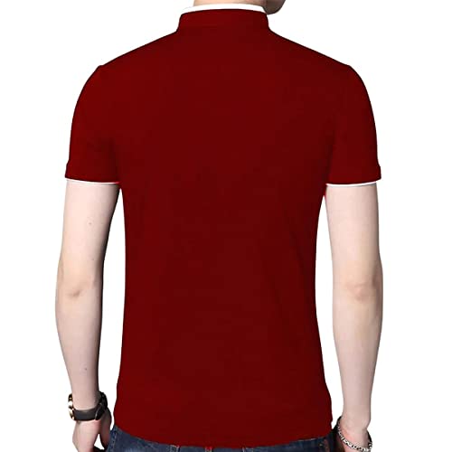 Image of Cotton Mandarian Collar T-Shirt for Men Pack of 1 (Size-S, M, L, XL, XXL)