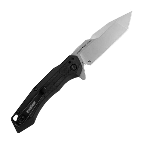 Image of Kershaw Analyst Pocket Knife, Black, 3.25 Inch Stainless Steel Tanto Plain Edge Blade, EDC with Assisted Opening, 4-Position Clip Carry, Everyday Carry Pocket Knife for Men and Women