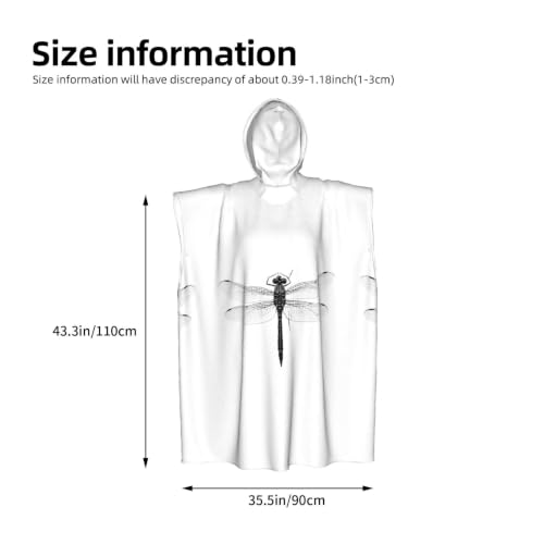 Poncho microfibre ultra léger imprimé libellule avec grande capuche - 4