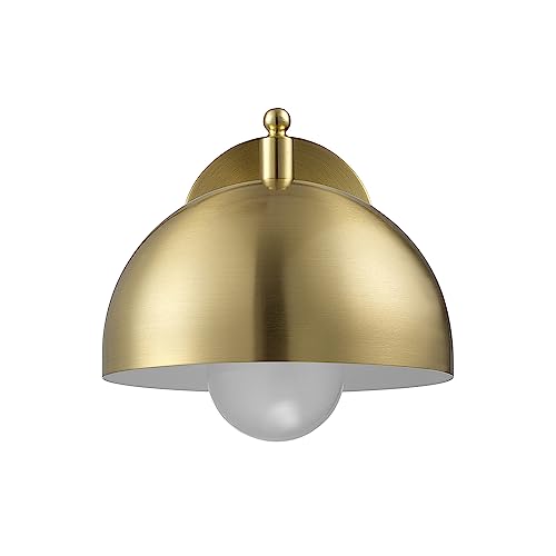 Image of Globe Electric 65000048 1-Light Wall Sconce, Brushed Brass, Wall Lights for Living Room, Bedroom, Den, Mounted Bedside Lamp, Apartment Essentials, Dimmable, Lights for Apartment and Rentals