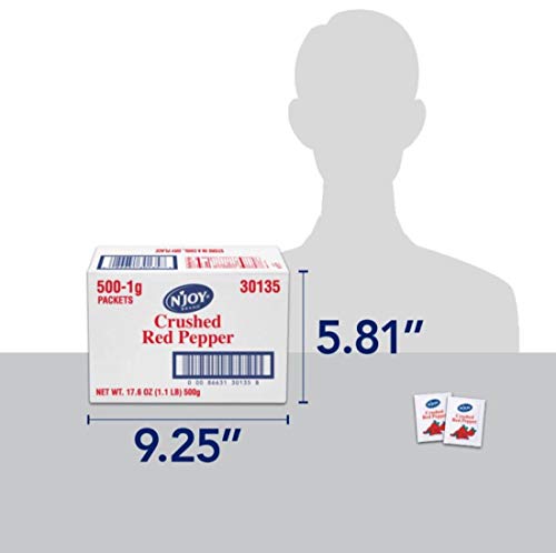 N'Joy Crushed Red Pepper | 1g Packets, 500 Count | Single Serve Portion | Bulk Size