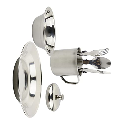 BESPORTBLE Outdoor Cooking Kit Portable Stainless Steel Cookware 1-2 Person Camping Pot Picnic Dinnerware Set