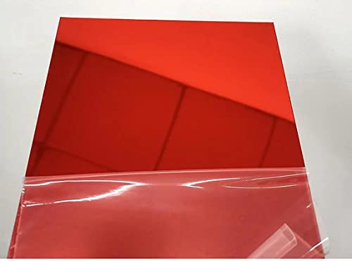 Image of Set of 2 Acrylic Sheet 1 /8 inch Red Mirror, Red Mirrored Acrylic Lucite Plexiglass Sheet (Actual Size 11.875 inch x 11.875 inch)