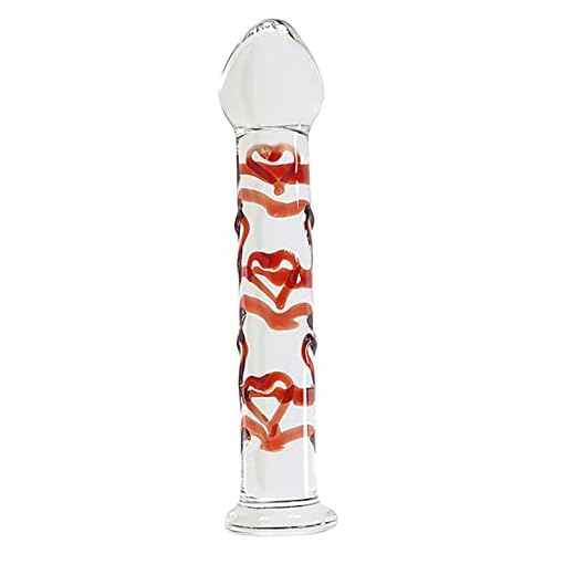 Barra de masaje de corazón de vidrio transparente rojo, 17 cm de largo, 2,5 cm a 3,5 cm de diámetro