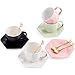 Price comparison product image 240ml Ceramics Coffee Cups and Saucers of 4 Sets,Golden Spoon,for Cappuccino, Latte, Mocha, Modern Design (Black+White+Pink+Green)