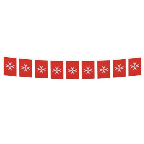 Image of AZ FLAG Activity Order of Malta 6 meters BUNTING Flag 20 flags 9'' x 6'' - St John of Jerusalem STRING flags 15 x 21 cm