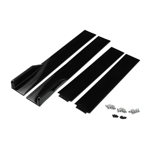 A ABSOPRO Bas Caisse Voiture 140Cm/55.12In Kit Diffuseur Séparateur Bas Caisse Extérieur En Abs Haute Résistance Noir Brillant Extension Bas Caisse Panneau Caisse Spoiler Lèvre Séparateur