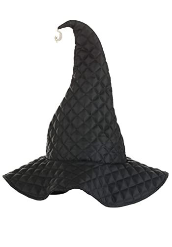 Fun Costumes Black Deluxe Halloween Quilted Witch Hat for Adults