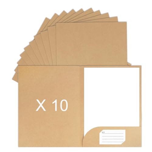 SOYIRI Lot de 10 Chemise Cartonnée A4 avec Rabat, Pochettes Cartonnées en Papier Kraft pour Bureau, Scolaire
