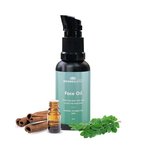Image of SONARK'S NISARGA HERBS Ayurvedic Face Oil (20ml) - Gentle Daily Moisturizer for Oily & Combination Skin - Natural Lightweight Serum to Promote Even Skin Tone, Radiant Glow & Lock in Moisture