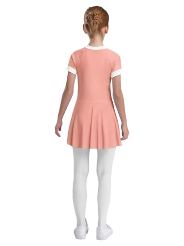 Choomomo Girls One Piece Swimsuit Short Sleeves Modest Swimwear High Waist Swim Dress Outfits2