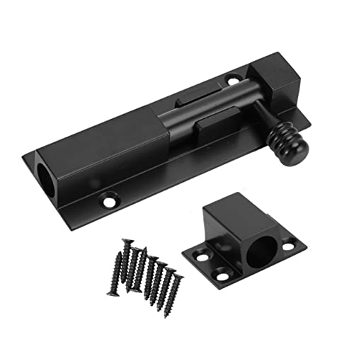 Tofficu アルミ合製ドアラッチボルト 耐摩耗性強化スライドバレルボルト 防犯用長尺ロック ブラック 屋内外対応 性向上設計 簡単取付け可能