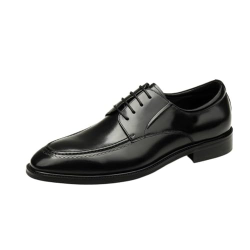 Men Dress Shoes Lace Up Leather Round Toe Business Formal Comfortable Genuine Leather Durable Non Slip Stylish Classic Wedding Office