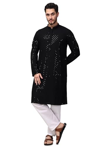 Kurta churidaar noir en soie mélangée Royal Kurta pour homme taille 42