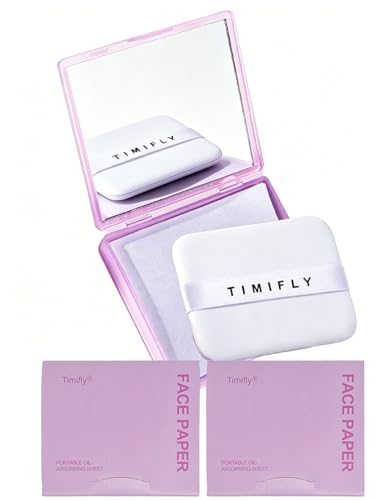 Oil Blotting Paper - 300 Sheets with Mirror, Puff & Refills, Absorbs Excess Face Oil, Controls...
