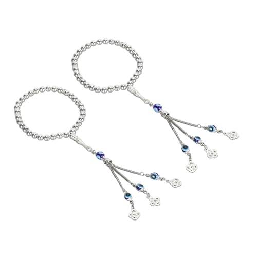 Bracelet de perles œil bleu poli finition haut de gamme bijou léger 2 pces