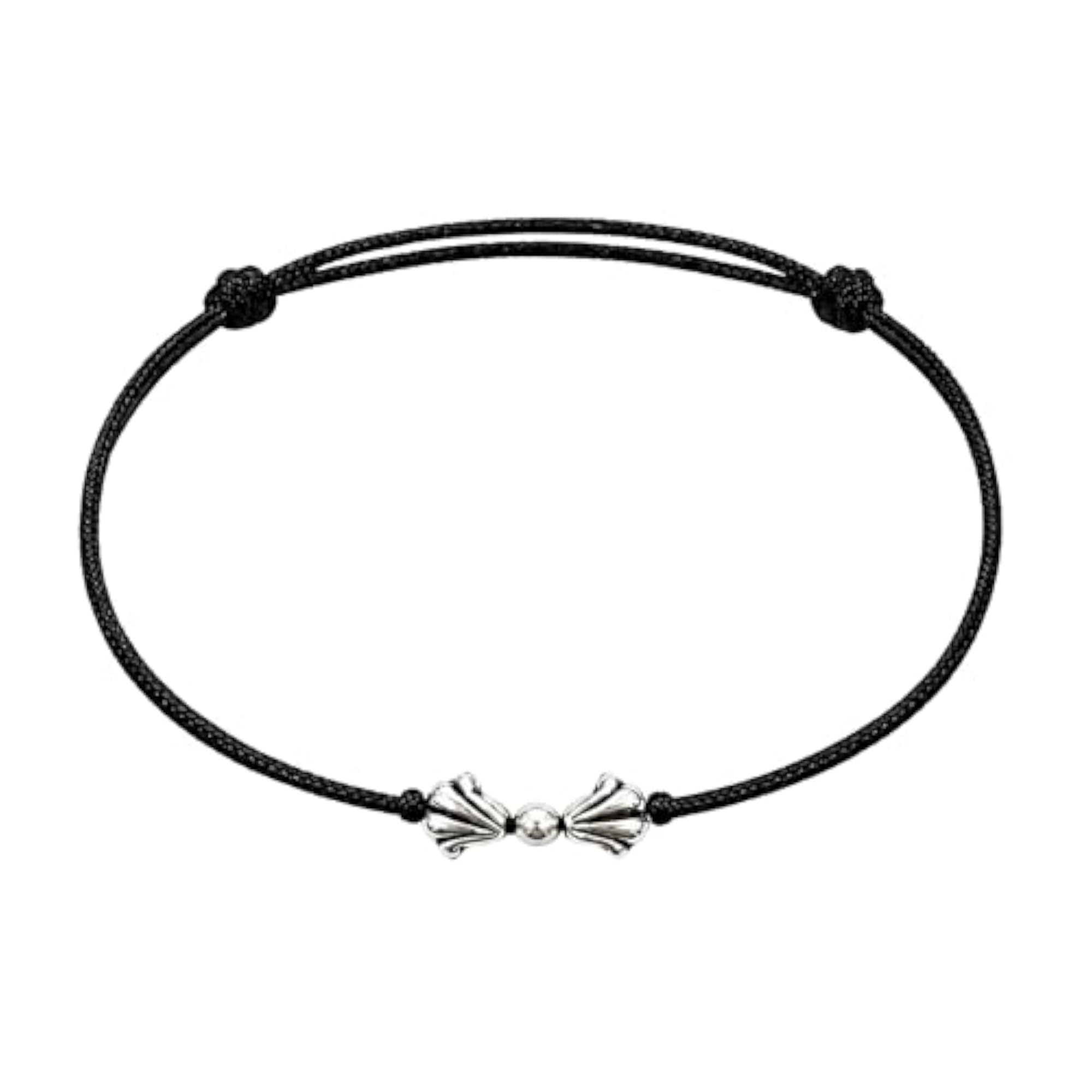 Women's 925 Sterling Silver Tie Knot Anklet with Black Thread