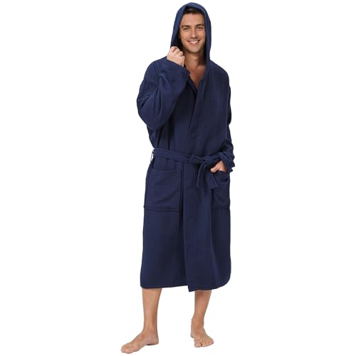 FashGudim Mens Luxury Waffle Robe Ultra Soft Lightweight Shower Spa Bathrobe - Main Image