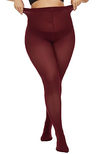 Image of CozyWow Plus Size Tights for Women 80D Soft Solid Color Semi Opaque Pantyhose High Waist 1X 2X 3X 4X