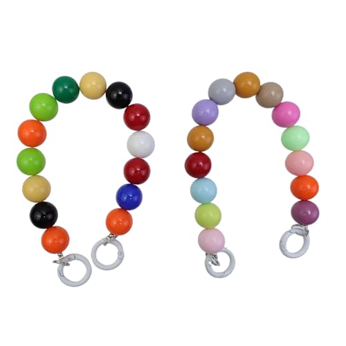 Wealrit 2 Pcs Beaded Bag Chains Handle Short Acrylic Bead Purse Chain Decorative Bag Charms Handbag Chains Accessories(Colorful)