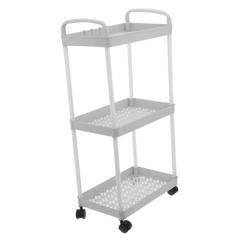 Happyyami Estantería De Tres Niveles Carrito De Carro De Cocina Estrecho Carro De Lavandería Rodante Carro De Supermercado con Ruedas Carro De Baño El Plastico