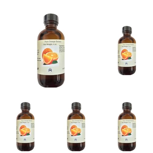 Terpene Free Pure Orange Extract - Sweet Citrus Flavor for Cakes - Cookies - Icing - Filling - Terpeneless - PG Free - Non-GMO - Gluten Free - Kosher - Vegan - 4 ounces (Pack of 5)