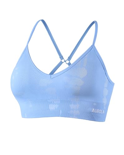 Image of AUROLA Serpent Seamless Sports Bras for Women,Backless Padded Strappy Workout Gym Yoga Crop Tops