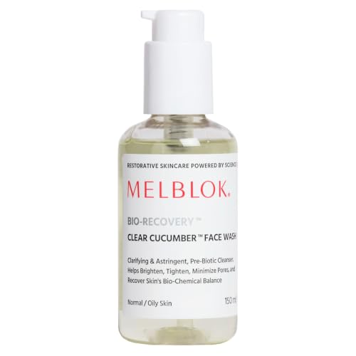Image of Melblok Bio-Recovery Clear Cucumber Face Wash 150ml | For Oily & Combination Skin| Oil Control, Pore Cleansing & Non-Drying Prebiotic Face Cleanser with Niacinamide