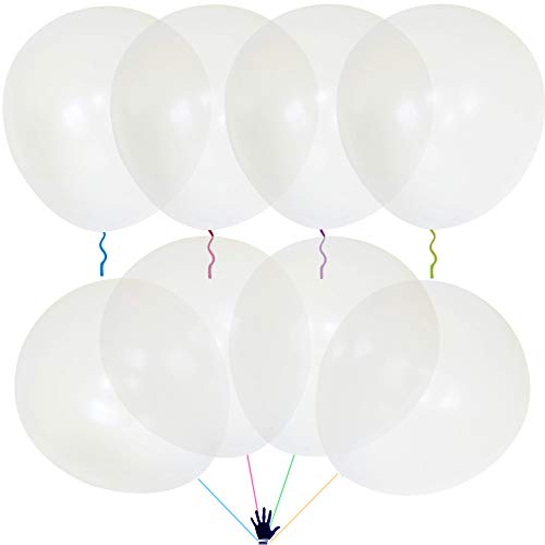 8 Pack Quality Large Clear Balloons 36 inch, Big/Giant Transparent Latex Helium Thick Balloon Reusable, Pearl Round Ivory-clear Jumbo Oversized Heavy Duty Balloon for Party/Graduation/Birthday/Wedding