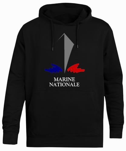 Photo de Générique French Navy Marine Nationale Pull Unisexe À Capuche Noir Simple